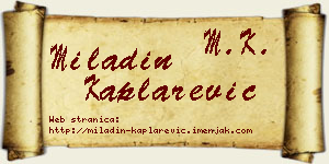 Miladin Kaplarević vizit kartica